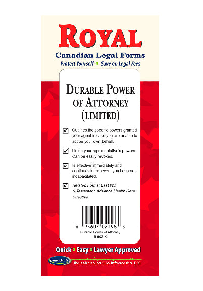 Canadian Legal Forms Durable Power Of Attorney Legal Forms Kit 5582