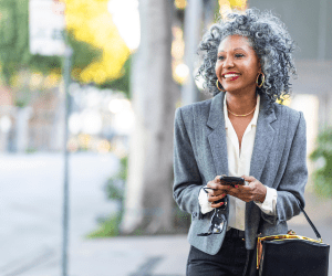 Middle Age Woman in Tailored Jacket