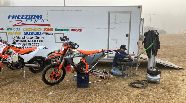 Nick working on a tire