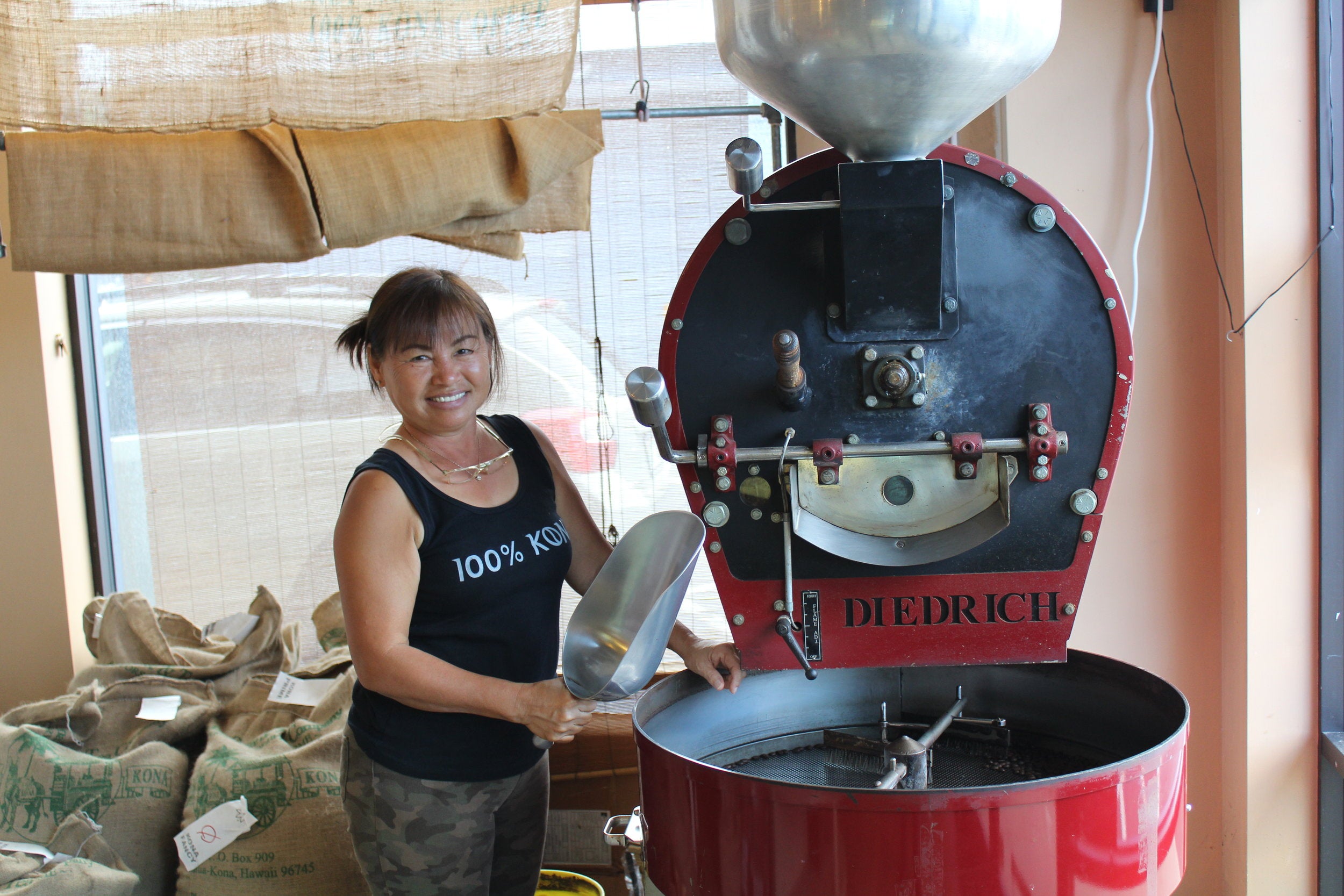 Our Master Roaster Lani roasts and tests every batch of beans in small batches. PHOTO: Dayva Keolanui