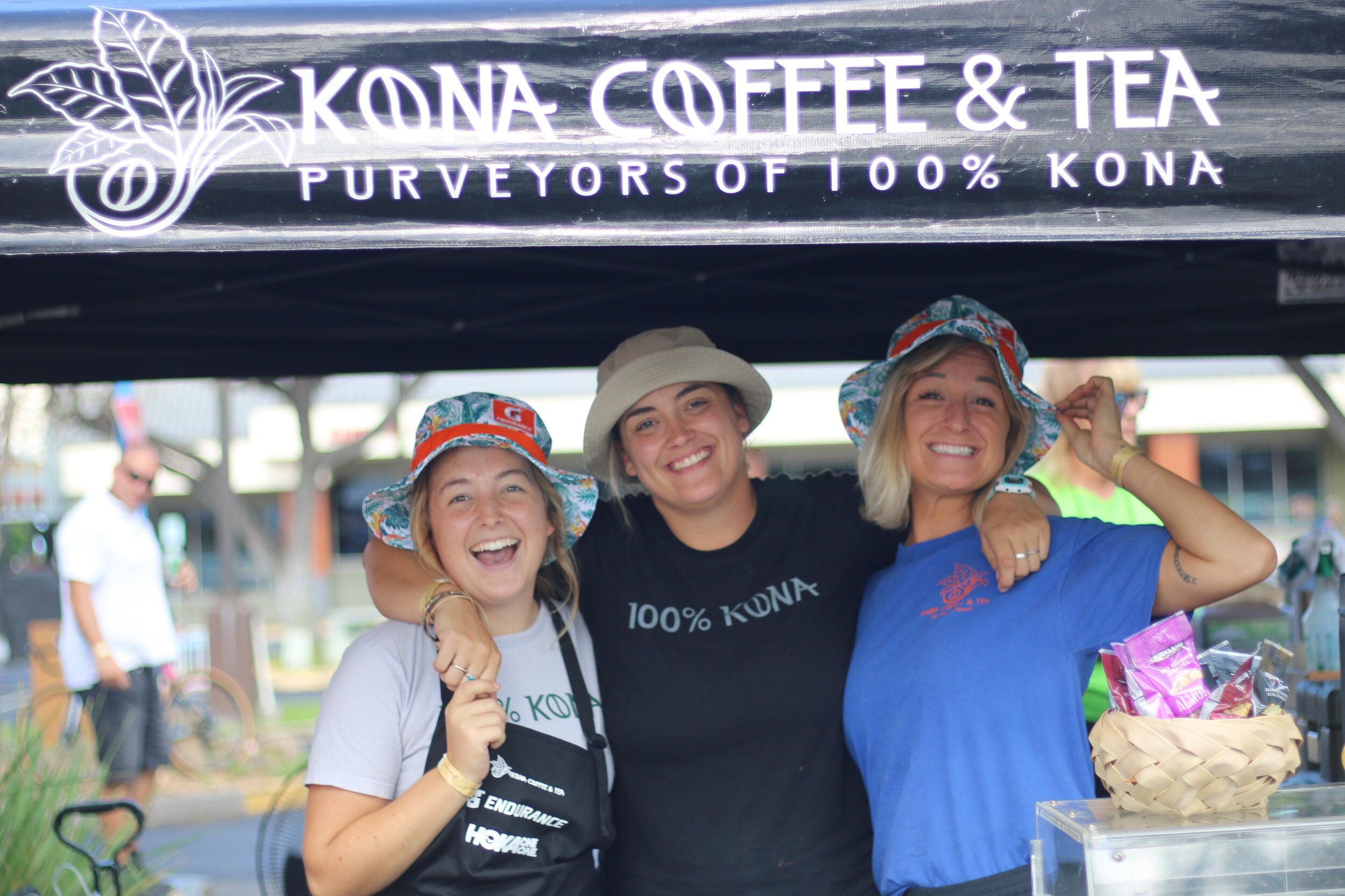 Café Manager Margaret (center) with her staff was up serving coffee at 5 a.m. at this year’s Ironman race and keeps the coffee flowing seven days a week.