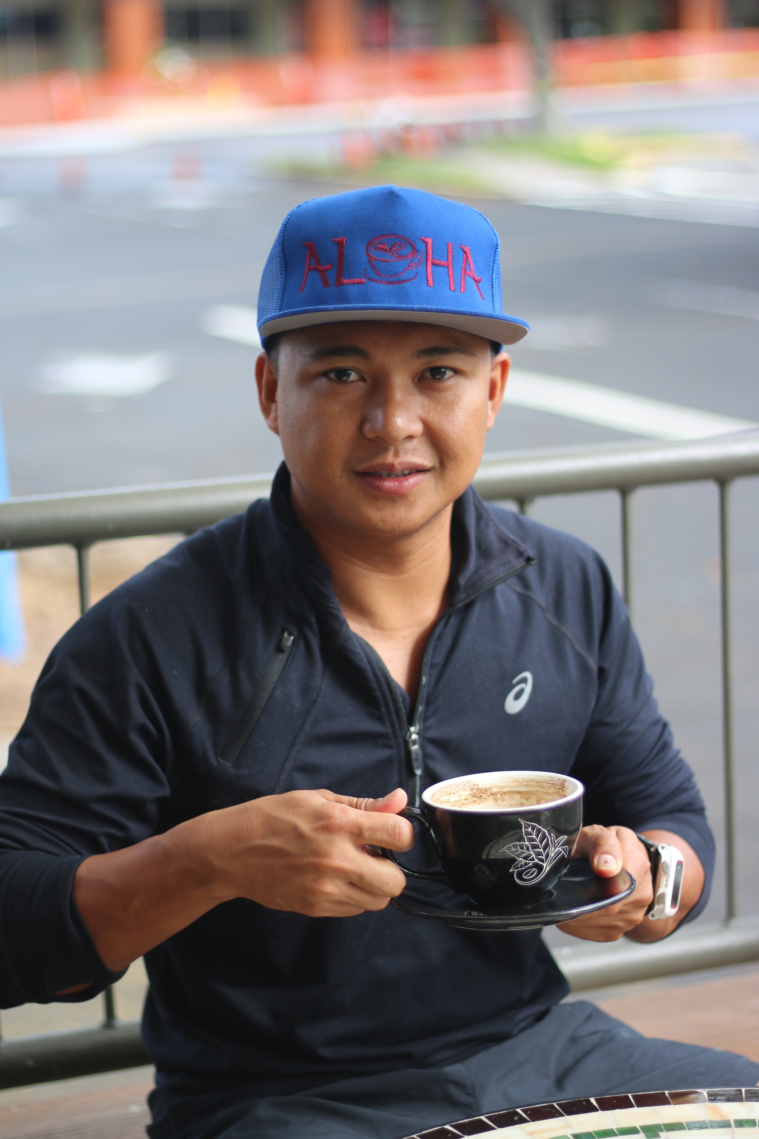 Cisco enjoying his 100% Kona cofee after training. PHOTO: Chance Ortiz