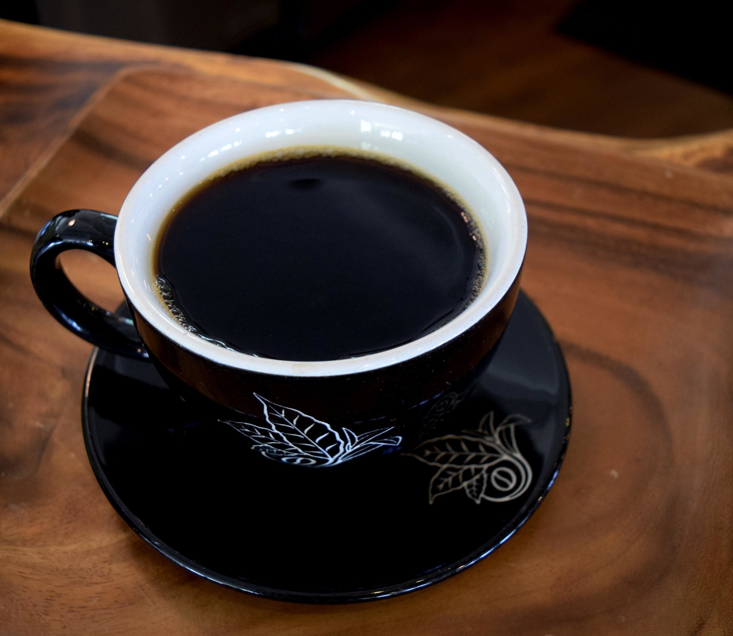A cup of black medium roast 100% Kona coffee. PHOTO: Dayva Keolanui