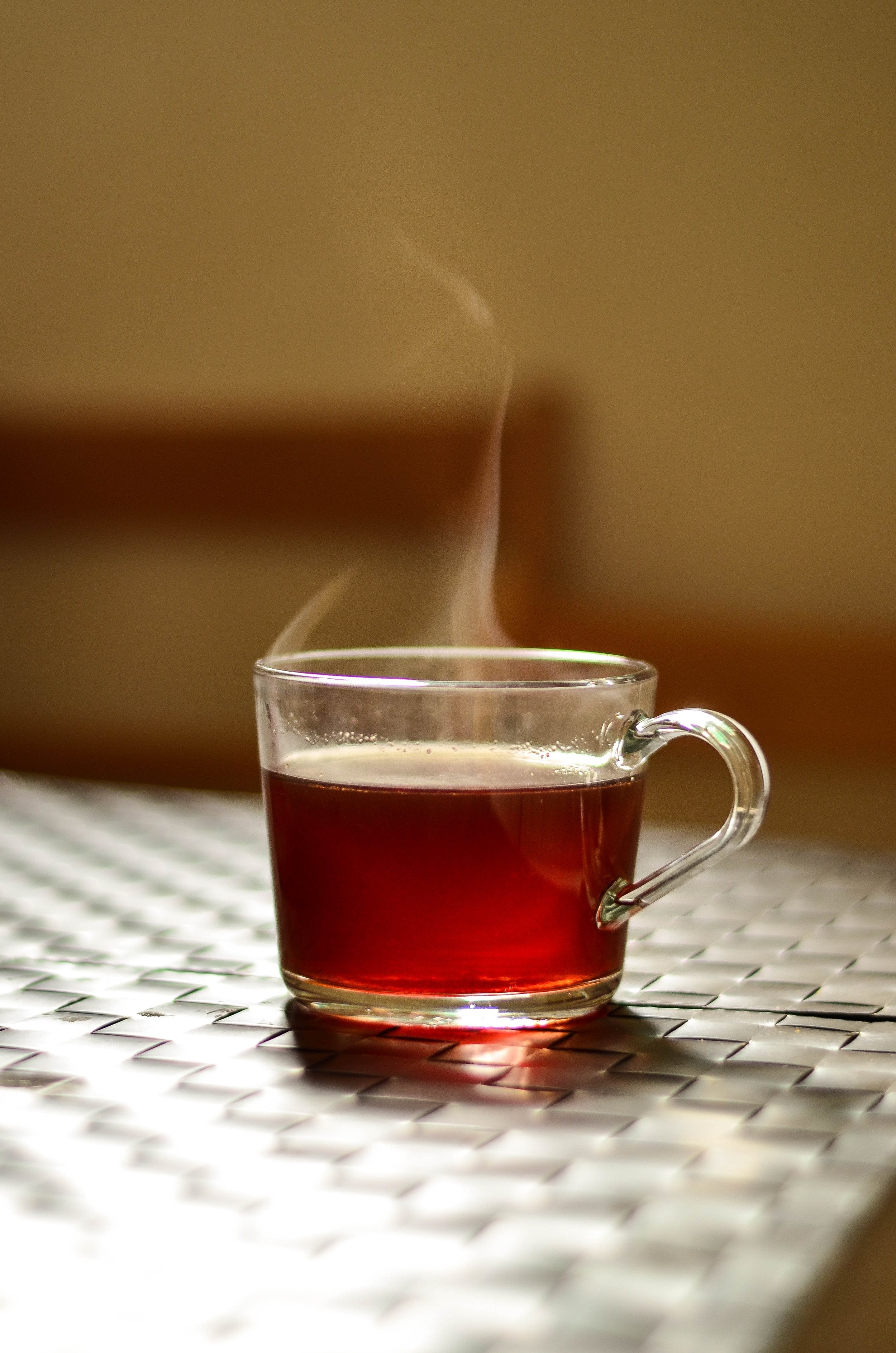 Brewed Mamaki tea is a rich red hue.