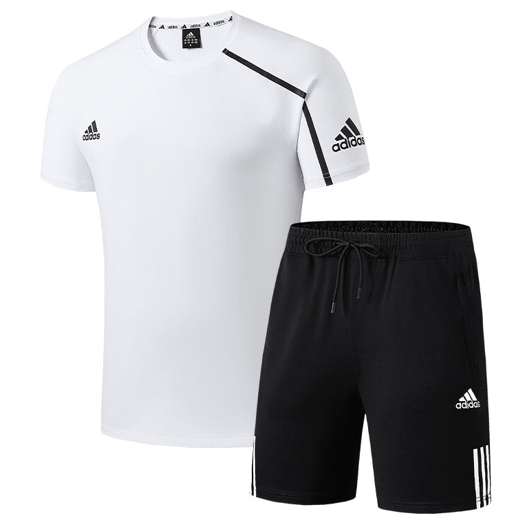 Adidas New Fashion Men's and Women's High Quality T-shirt Shorts Two Piece Set