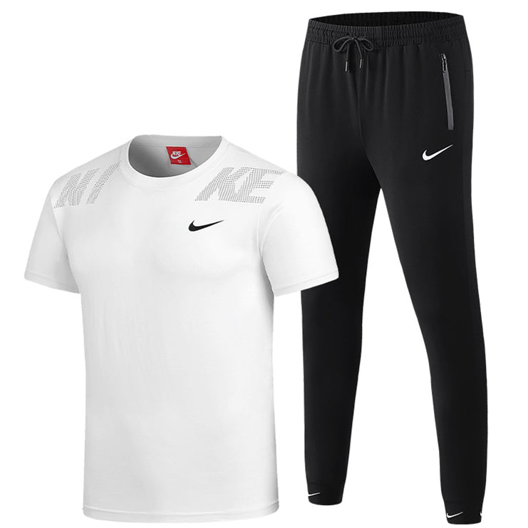 Nike New Fashion Casual Women Men Short Sleeved T-Shirt Pants Trousers Summer Two-Piece Set