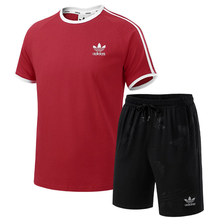 Adidas New Fashion Men's and Women's High Quality T-shirt Shorts Two Piece Set