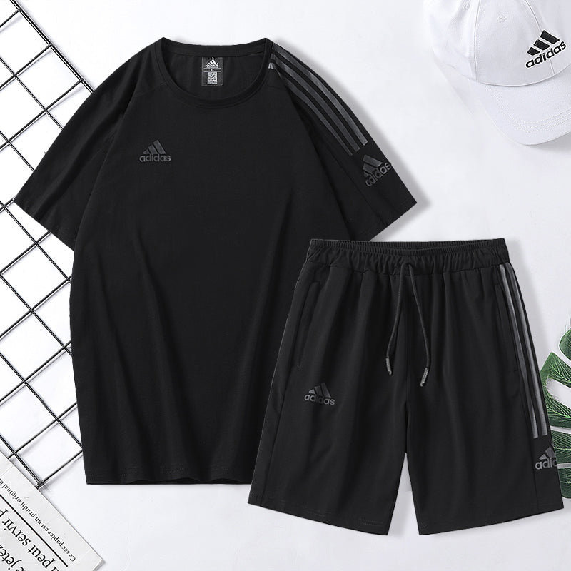 Adidas New Fashion Men's and Women's High Quality T-shirt Shorts Two Piece Set