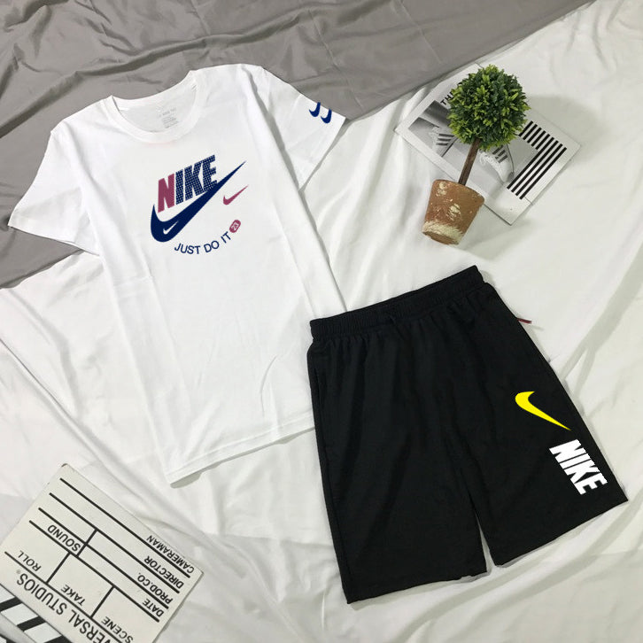 Nike New Fashion Women Men Couple High Quality Short Sleeved T-Shirt Shorts Two-Piece Set