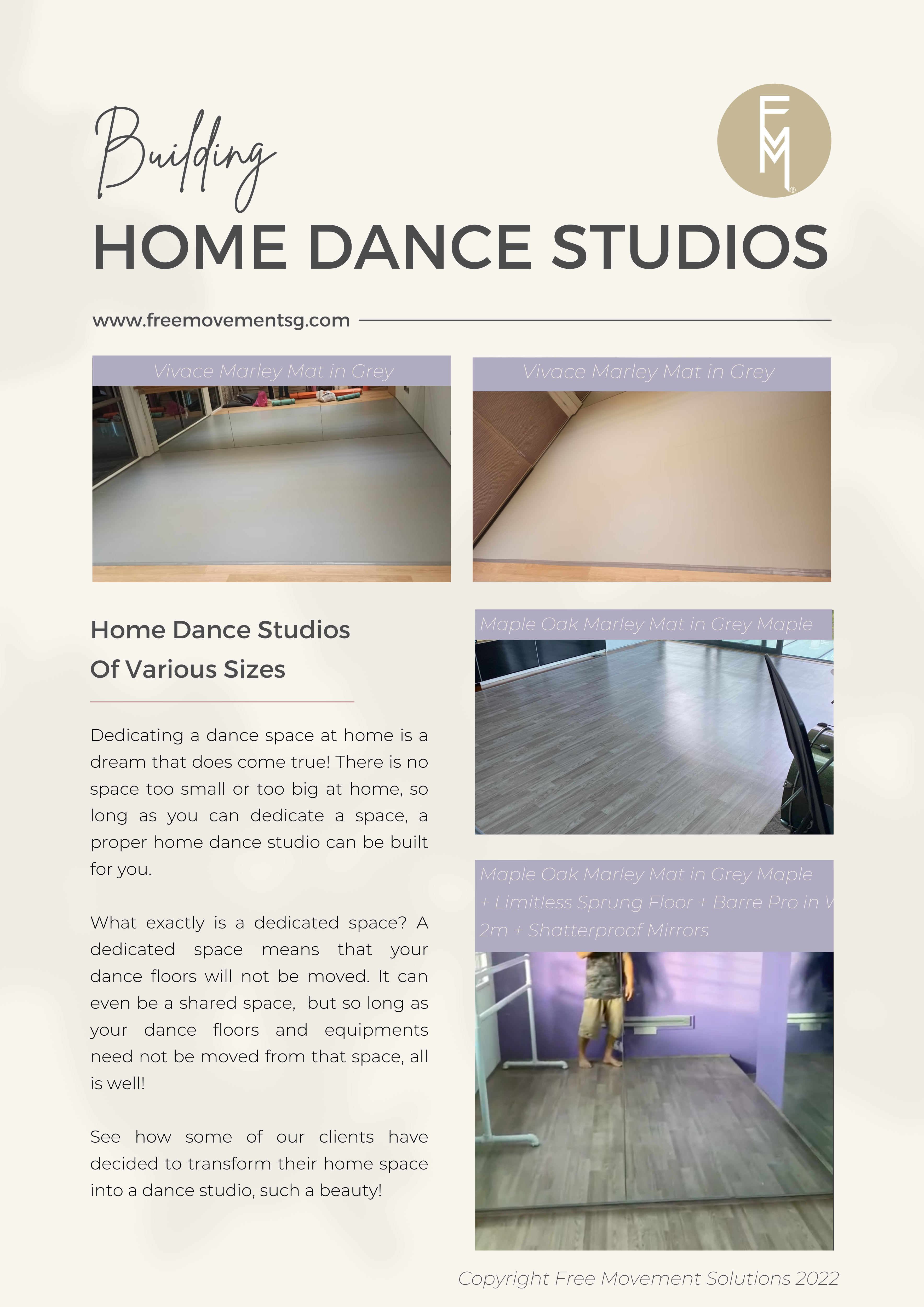 home dance studio installation Marley Mat sprung floor harlequin free movement