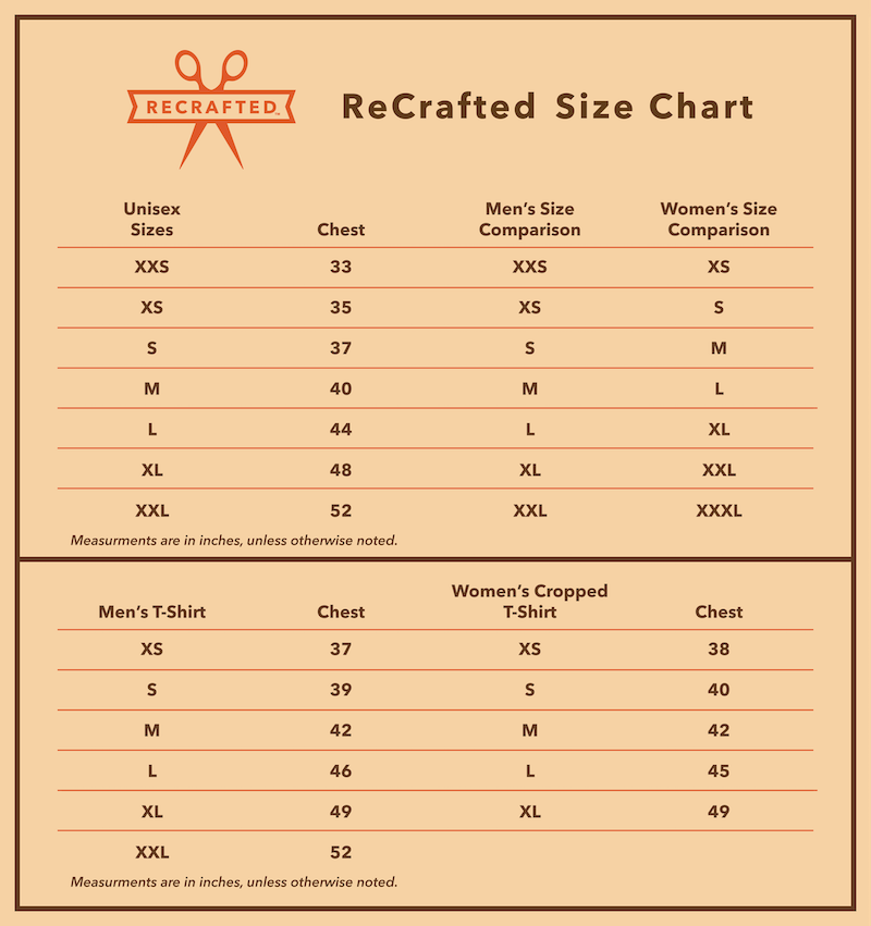 Recrafted size chart