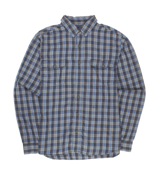 Poncho Fishing Shirt | Blue Grey Plaid Long Sleeve