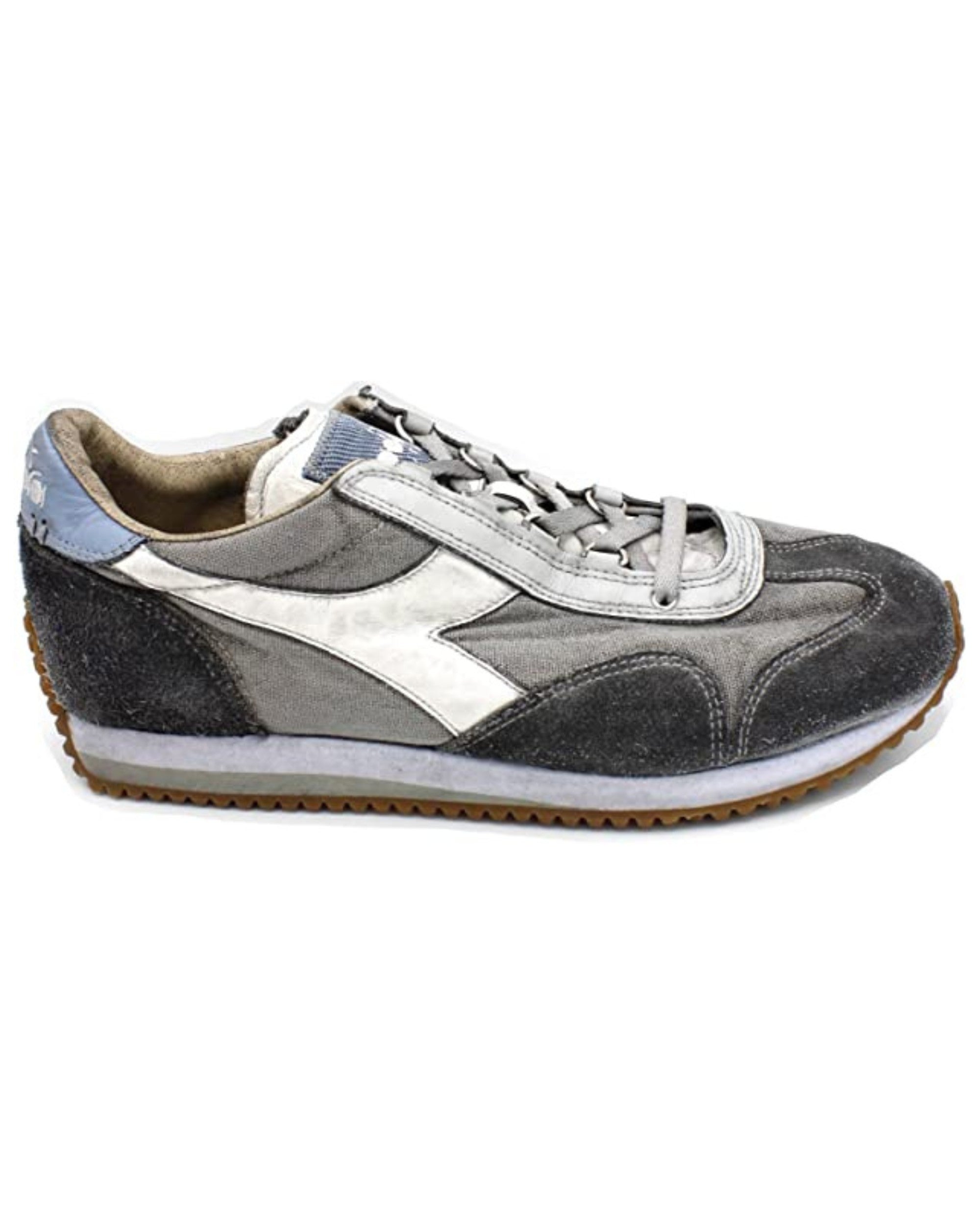 Pre-owned Diadora Heritage Shoes Equipe H Dirty Stone Wash Evo Trainers Leather Light In Gray