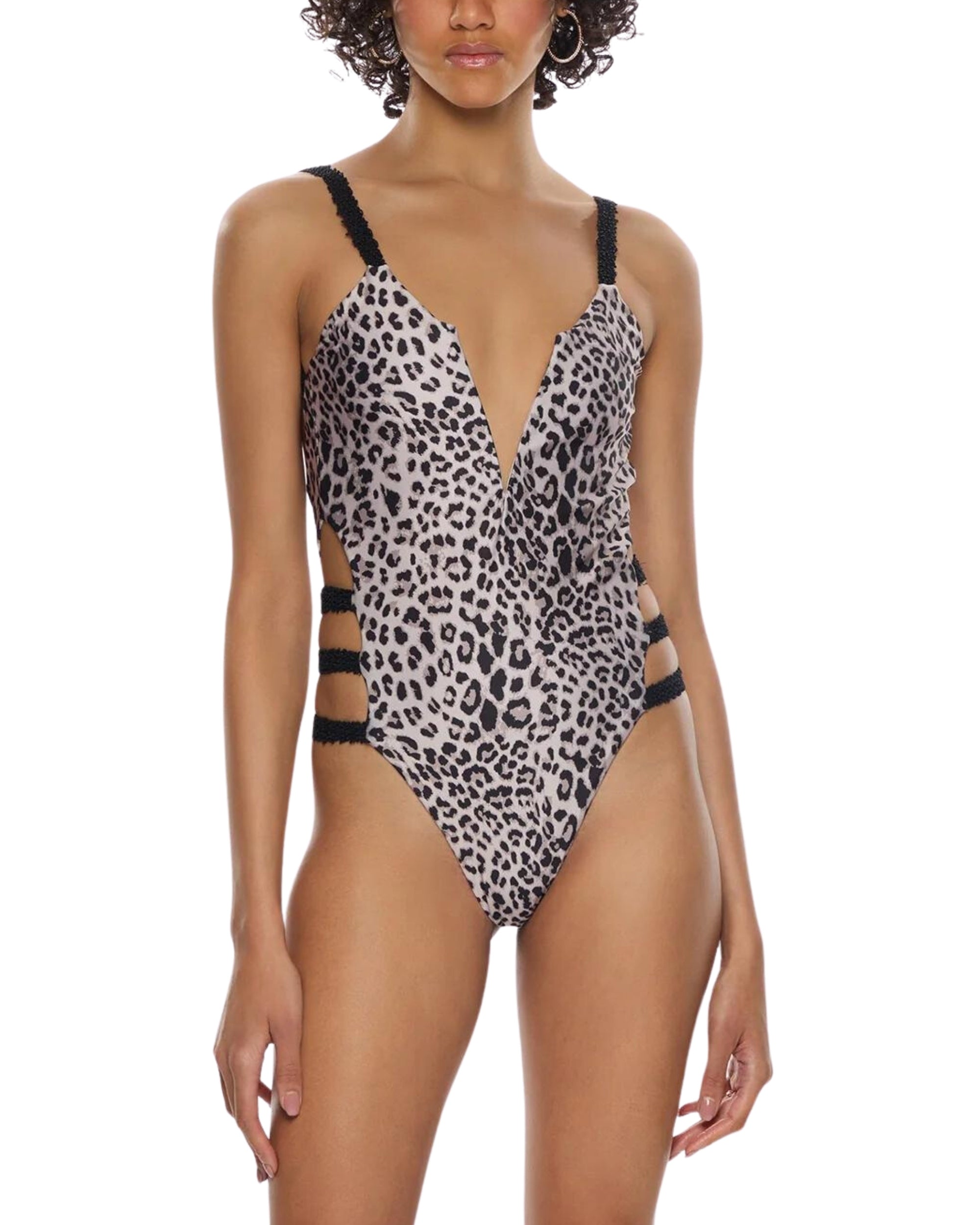 Swimsuit One Piece mefui MF23-0513 Woman Design 'Scrub' Brown Black