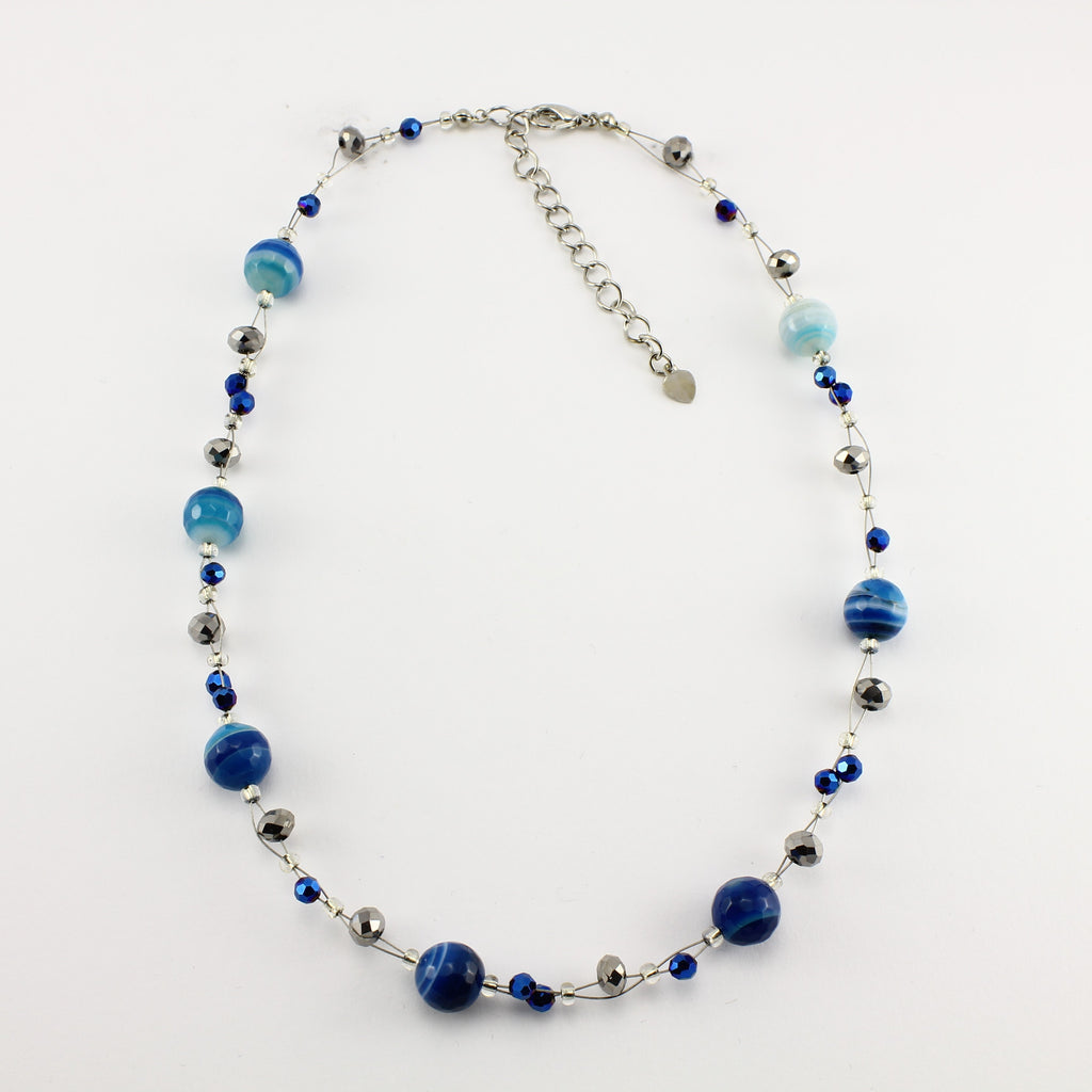 blue agate stone necklace