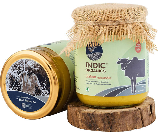Indic Organics Forest Grazing Malnad Gidda Desi Cow's A2 Ghee - 500 ml - Pack of 1