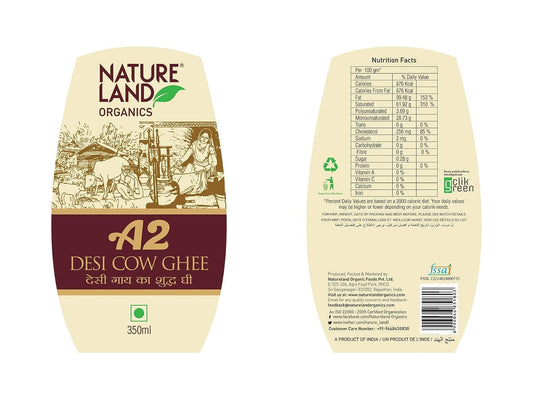 Nature Land Organics A2 Desi Cow Ghee - 350 ml