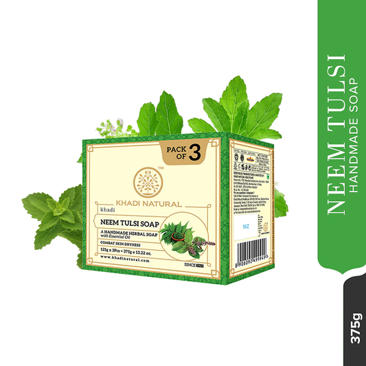 Khadi Natural Neem Tulsi Soap (Pack of 3) (375 g)