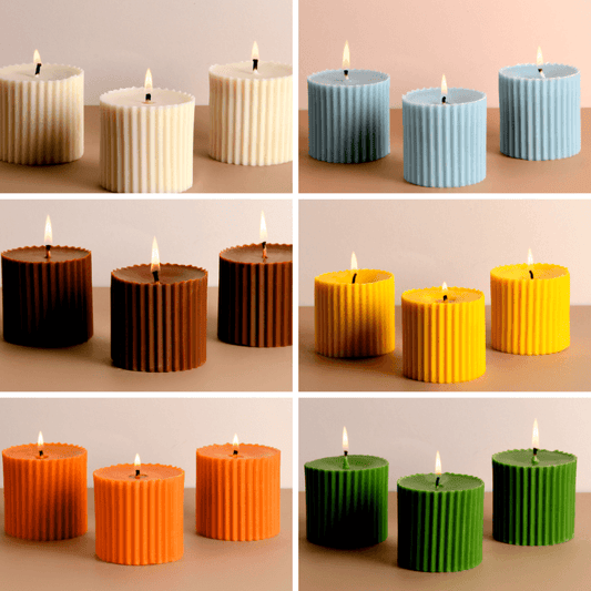 Scented Short Pillar Candles | Same-Color Set of 3