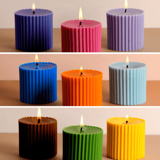 Scented Short Pillar Candles | Multi-Color Set of 3