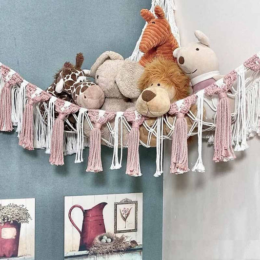 Modern Stuffed Animal Toy Hammock | Hanging Cotton Organizer Storage | Wall Shelf