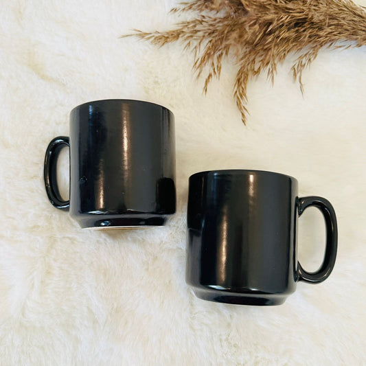 Lyra Black Plain Mugs | Set of 2