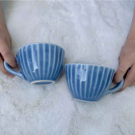 Margot Sky Blue Lined Tea Cups | Set of 2