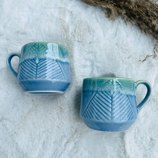 Nicole Sky Blue Leafy Cups | Set of 2