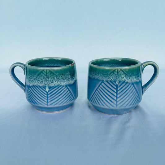 Nicole Sky Blue Leafy Cups | Set of 2