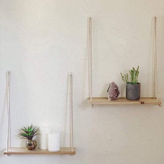 Rope Wooden Wall Hanging Shelf