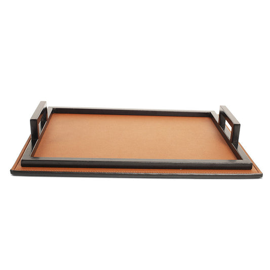 Faux Leather Serving Tray | Set of 2 | Multiple Colors