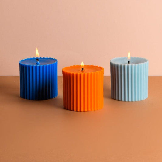 Scented Short Pillar Candles | Multi-Color Set of 3