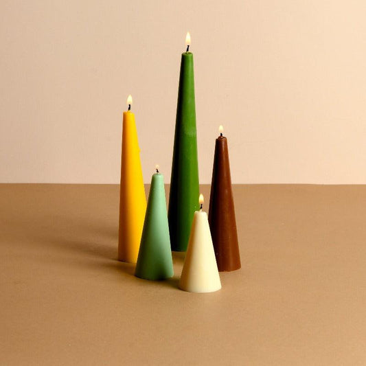 Scented Conical Candles | Multi-Color Set of 5