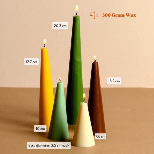 Scented Conical Candles | Multi-Color Set of 5