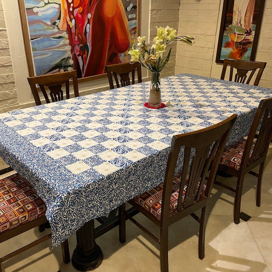Printed Blue & White Table Cover