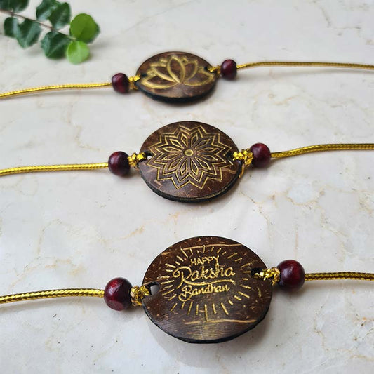 Thenga Coconut Shell Rakhi | Set of 3