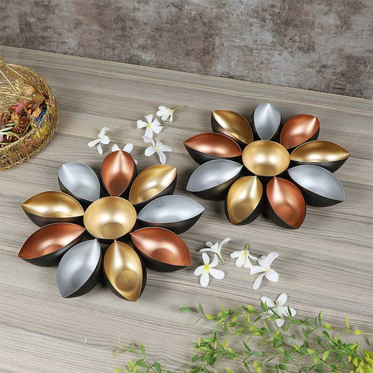 Tricolor Metal Urli  | Set of 2