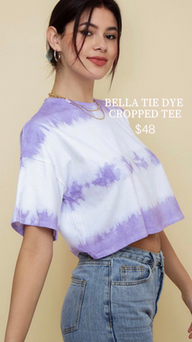 BELLA TIE DYE T-SHIRT COURT BLEU BLUSH TIE DYE HAUTS VIOLET