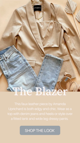 JANE BLAZER AMANDA UPRICHARD VESTES DE PRINTEMPS EN SIMILI CUIR NEUTRE