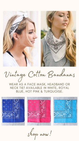 BANDANA EN COTON VINTAGE MENTHE EXCLUSIVITÉS MASQUES PAISLEY ACCESSOIRES