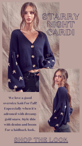 PULL D'AUTOMNE STARRY NIGHT CARDI SAYLOR NAVY STAR