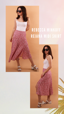 JUPE REIANA REBECCA MINKOFF JUPE MIDI IMPRIMÉS PRINTEMPS