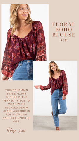 BLOUSE BOHO FLORALE LOVESTITCH AUTOMNE IMPRIMÉ FLORAL HAUTS FLUIDES