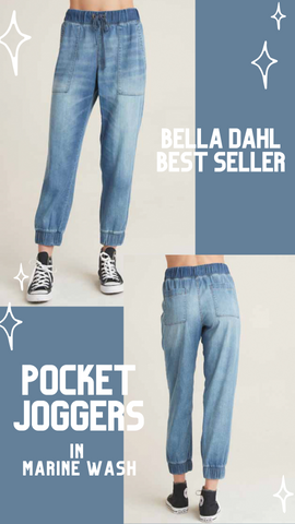 PANTALON DE JOGGING DE POCHE BELLA DAHL BLEU CLAIR DÉLAVÉ CONFORTABLE ET DÉCONTRACTÉ DOUX