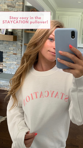 SWEAT-SHIRT STAYCATION HAUT SWEAT-SHIRT FUN BLANC