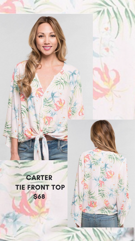 CARTER BLOUSE KIMONO FLEURI NOUÉ SUR LE DEVANT