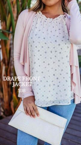 VESTE DRAPÉE SUR LE DEVANT VERONICA M PULL CARDIGAN ROSE PRINTEMPS OUVERT SUR LE DEVANT