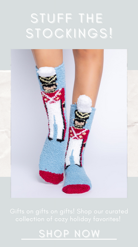 CHAUSSETTES COSY SOCKS CHAUSSETTES DE VACANCES CASSE-NOISE FUZZY EXCLUSIVES MENTHE