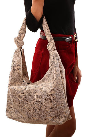 SACS À MAIN CUIR VÉGÉTALIEN GRAND SAC CABAS GRIS EN PEAU DE SERPENT