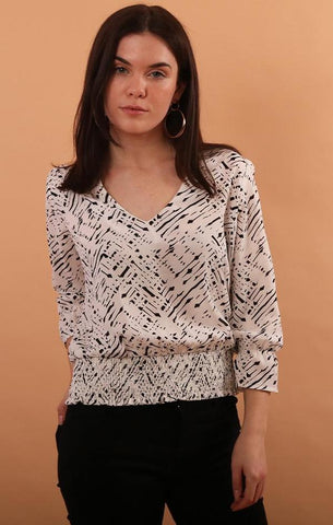 BLOUSE À BANDE SMOCKÉE VERONICA M CHEMISIER NOIR ET BLANC VENTE